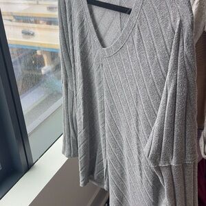 Altar'd State Gray Long Sleeve V-Neck Top